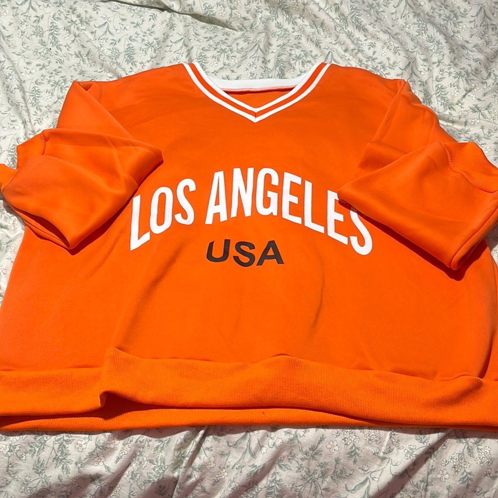 Shein plus size orange graphic sweatshirt